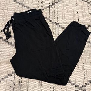 Banana Republic Knit Utility Pants Women's Black Cargo Joggers Size Medium